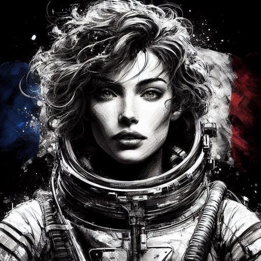 Beautiful French Astronaut Portrait in Splash Art Style