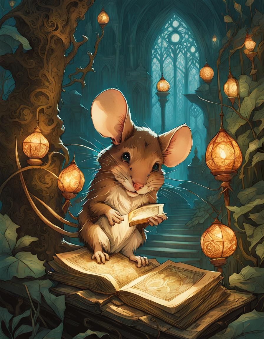 Wizard Mice Quest: Detailed Digital Painting