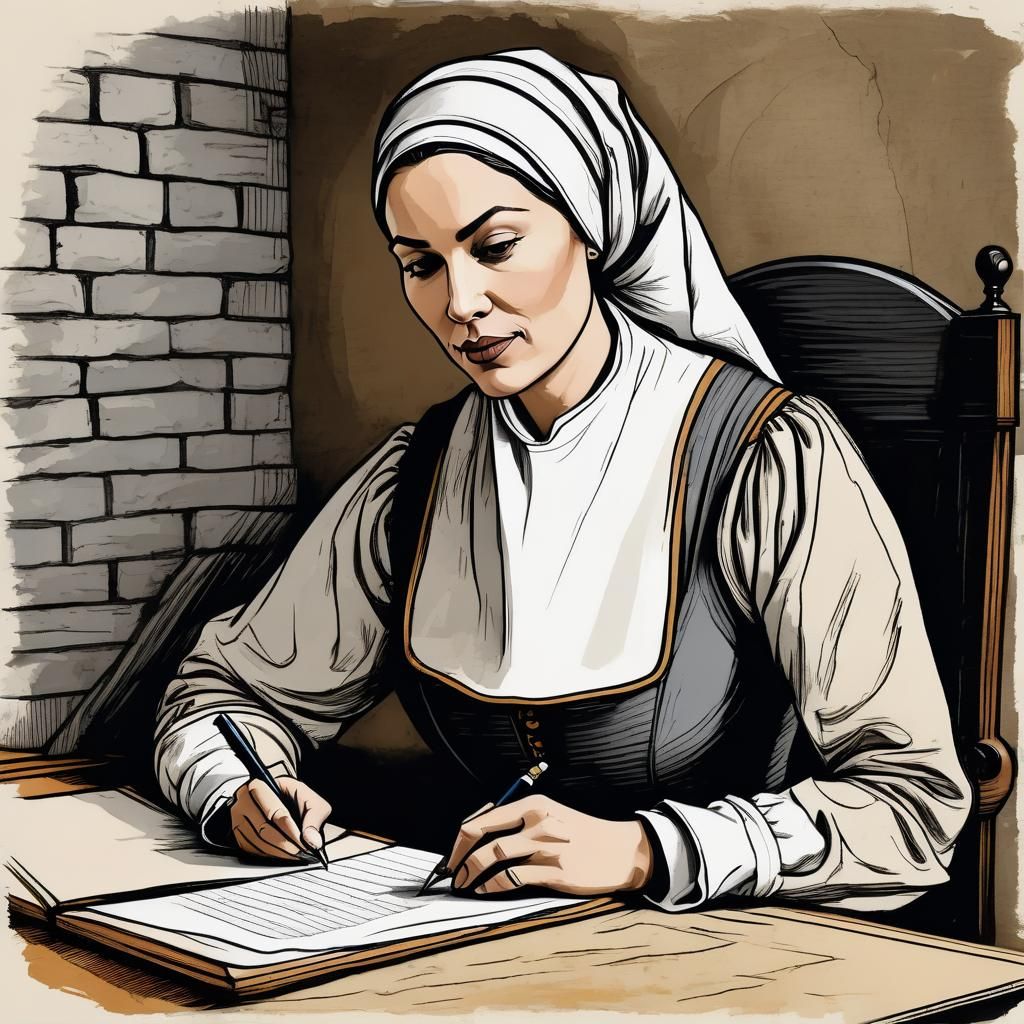 Medieval City Clerk Portrait in Charcoal Sketch Style