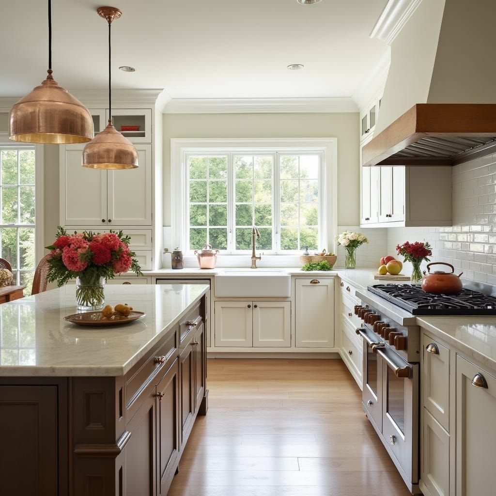 Colonial Kitchen Design with Warm Elegance