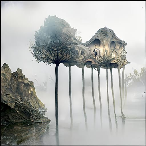Mystical Treehouse in Misty Hollow, Solar-Punk Style