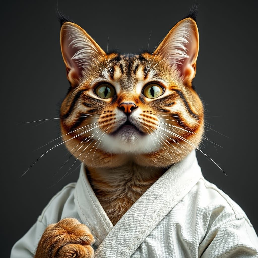 Funny Karate Cat Portrait