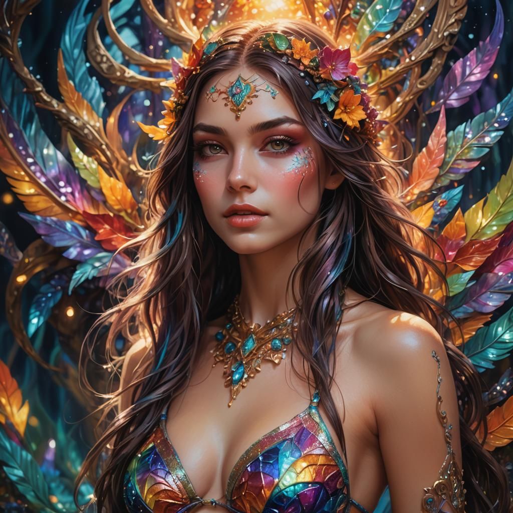 Fantasy Girl Portrait in Vibrant Oil Painting Style