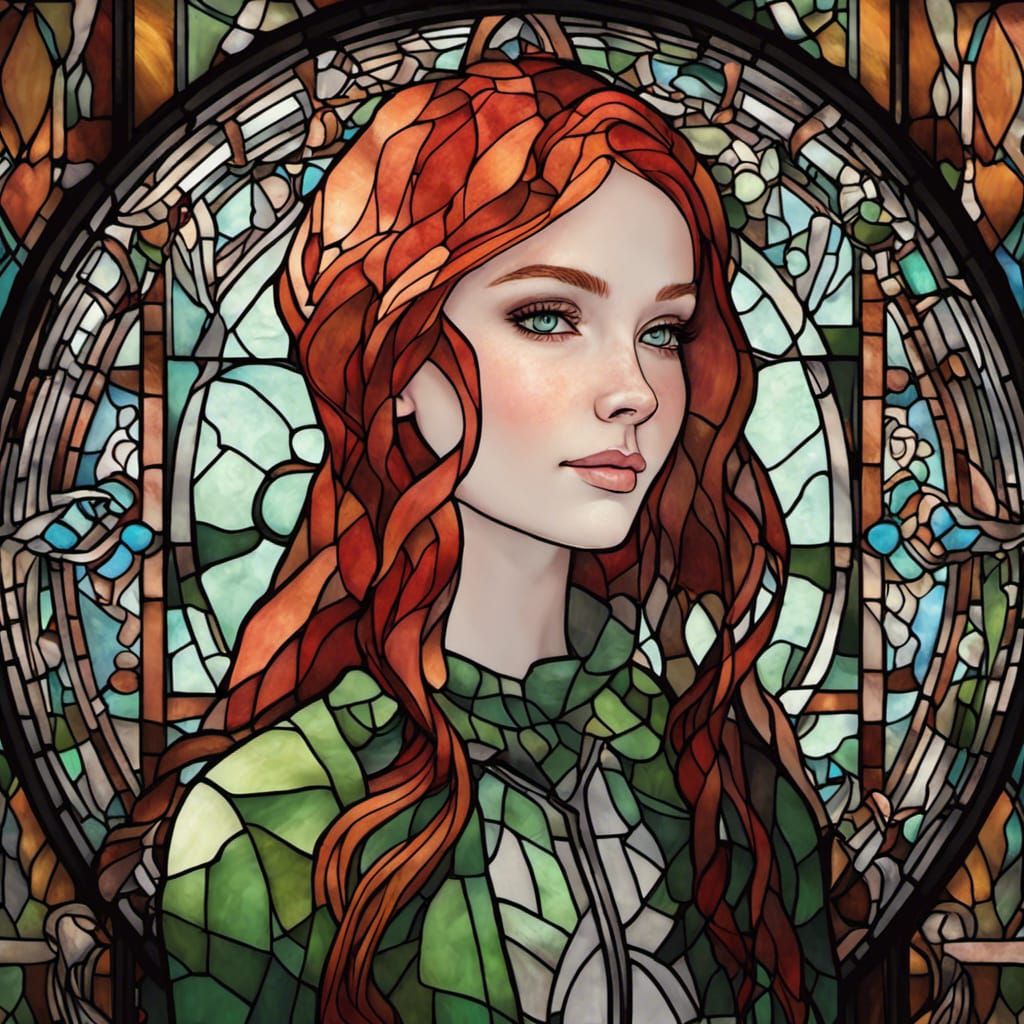 Stained Glass Portrait of Artificer Girl