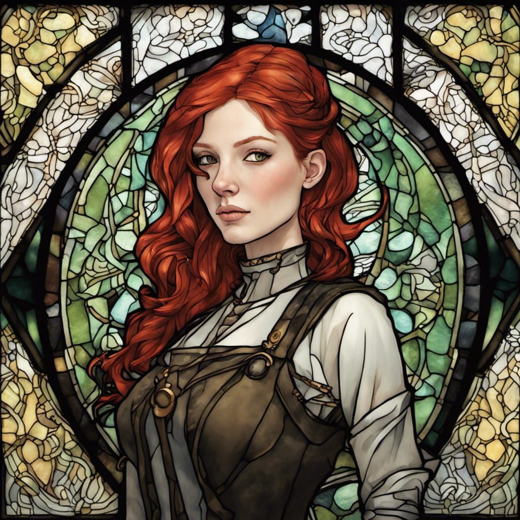 Stained Glass Portrait of Artificer Girl