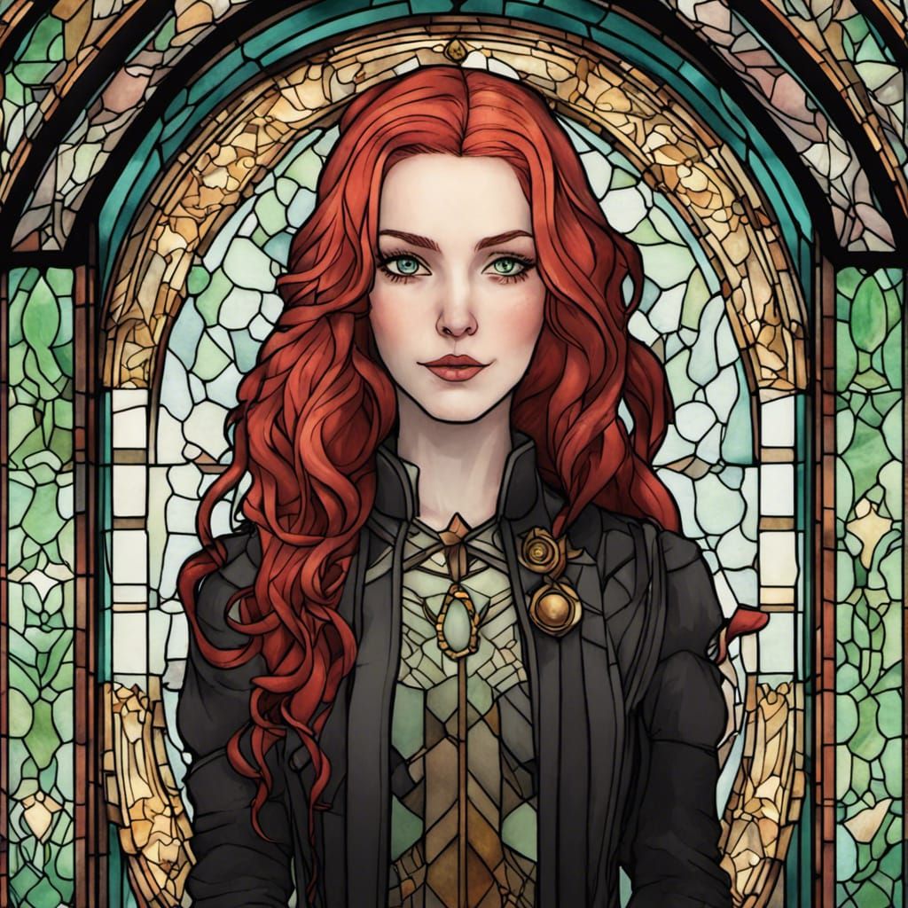 Stained Glass Portrait of Artificer Girl