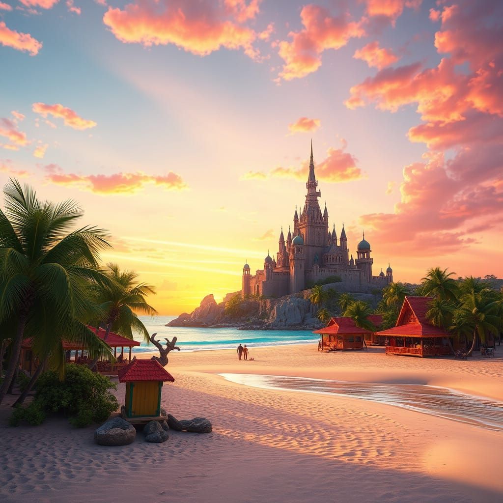 Sunset Beach Oasis in Vibrant Colors