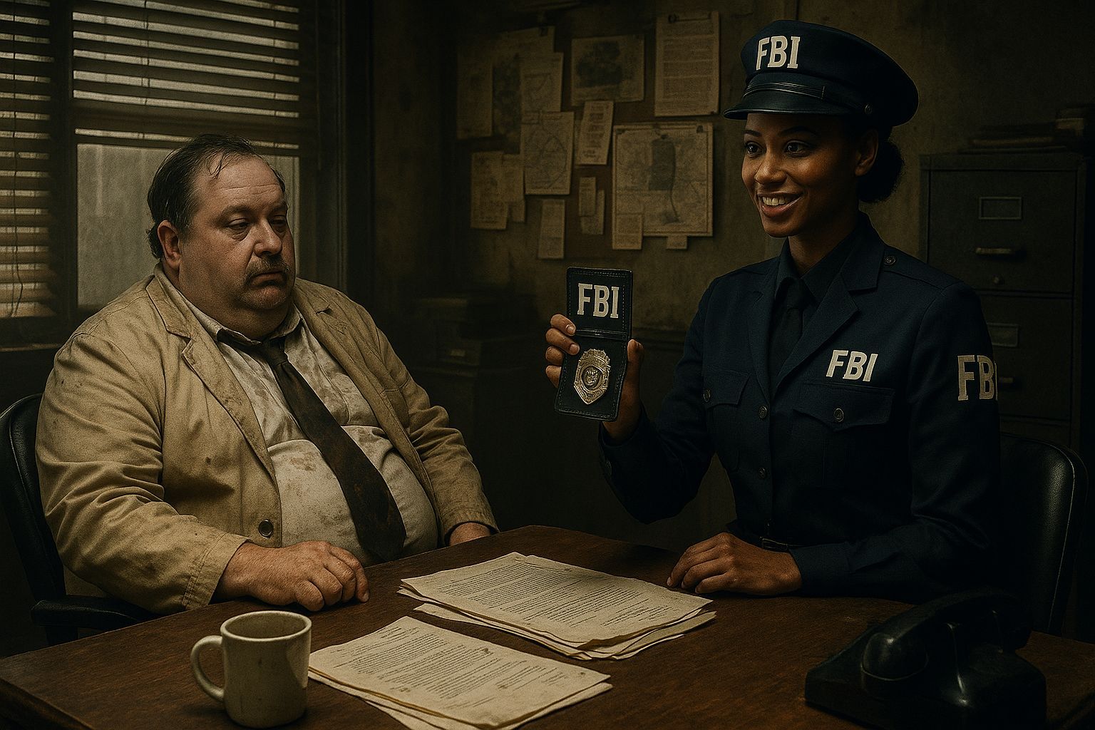 FBI Agent Recruits Detective in Noir Office