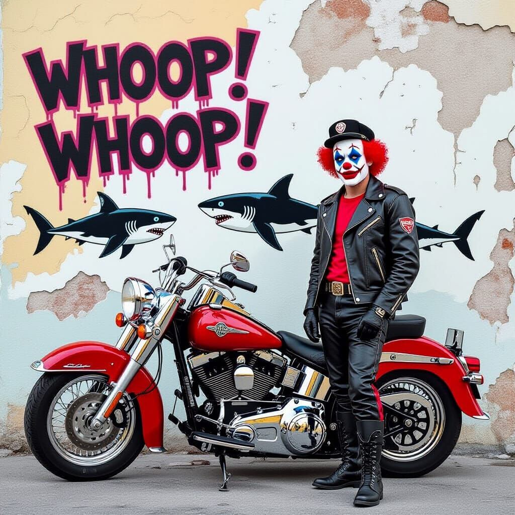 Graffiti Whoop! Whoop! Splash Art with Biker