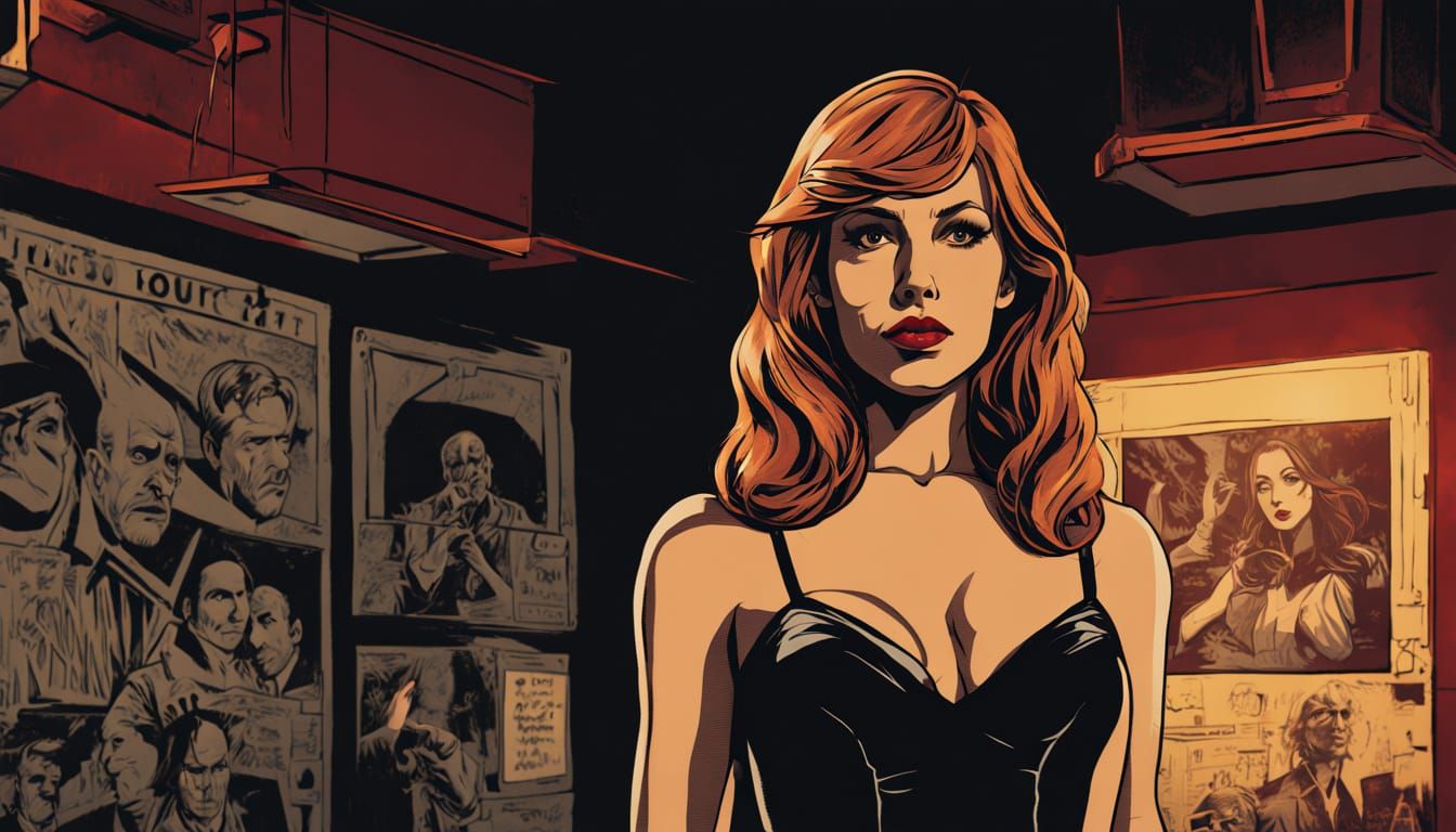 Femme Fatale Portrait in Comic Book Style