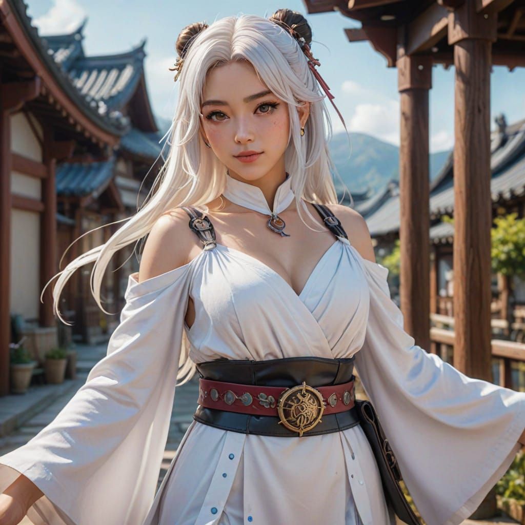 Yae Miko High-Fashion Model in Anime Style