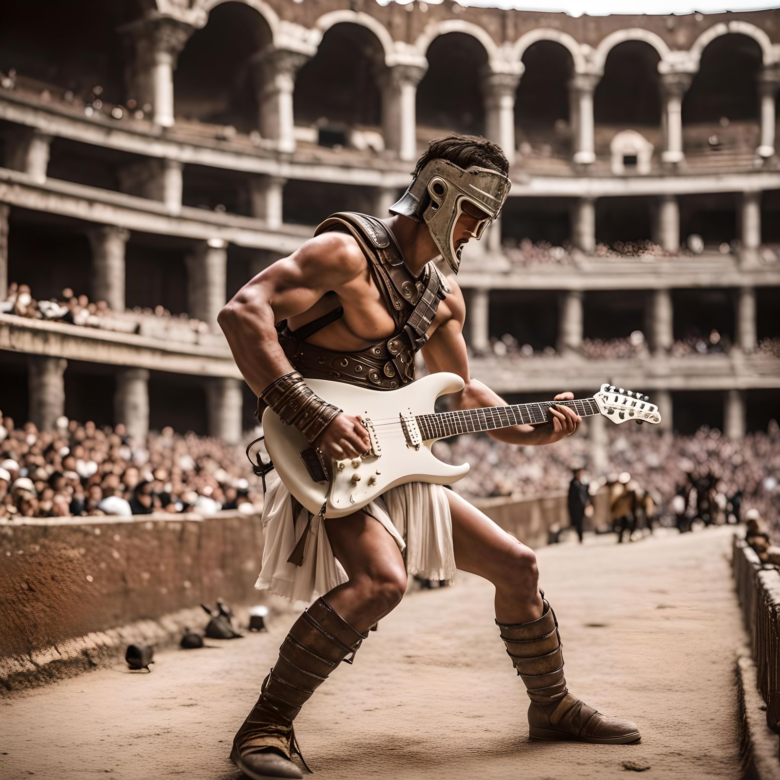 Gladiator Shreds Colosseum on Electric Guitar