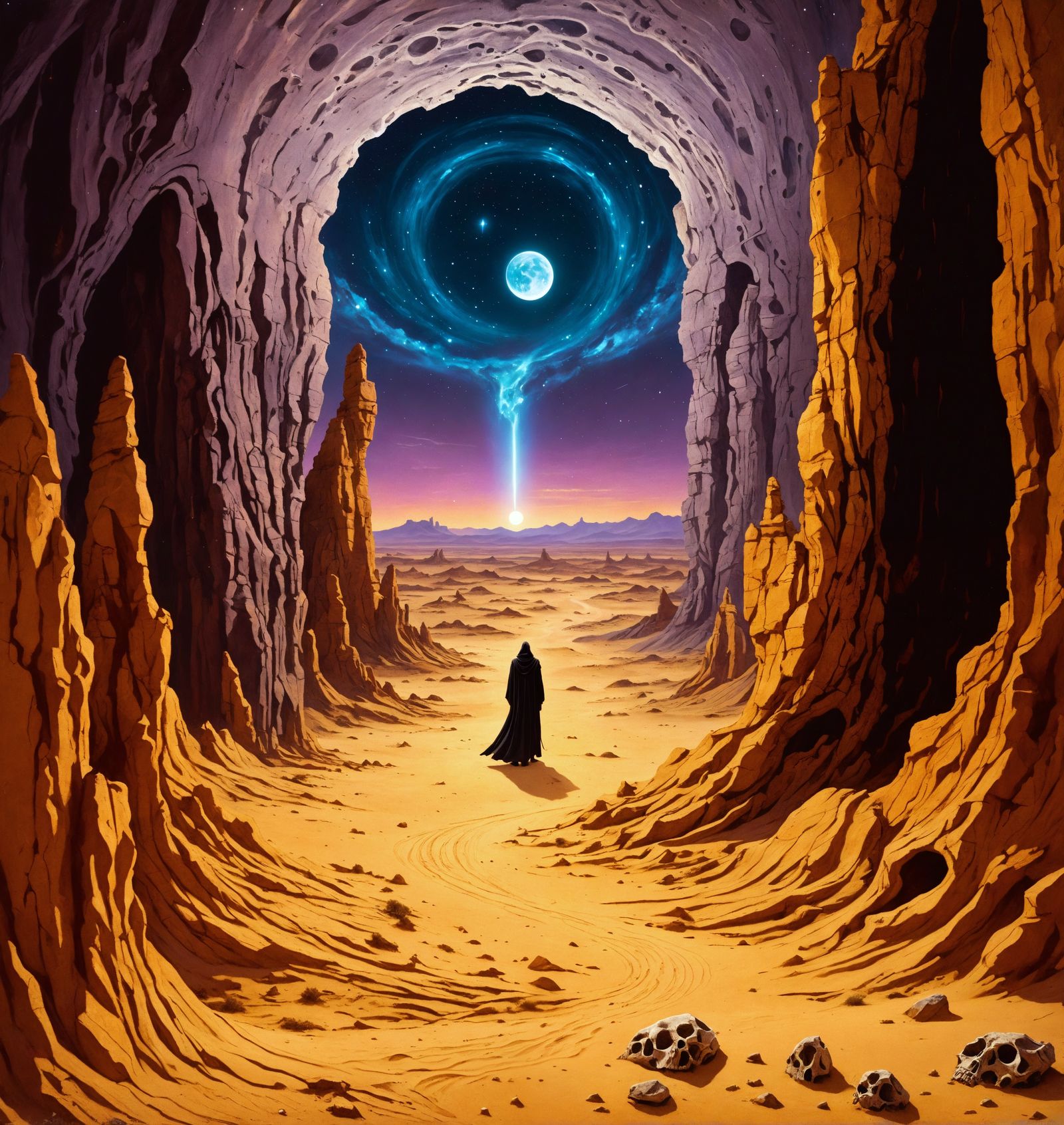 Surreal Desert Landscape with Ethereal Glow