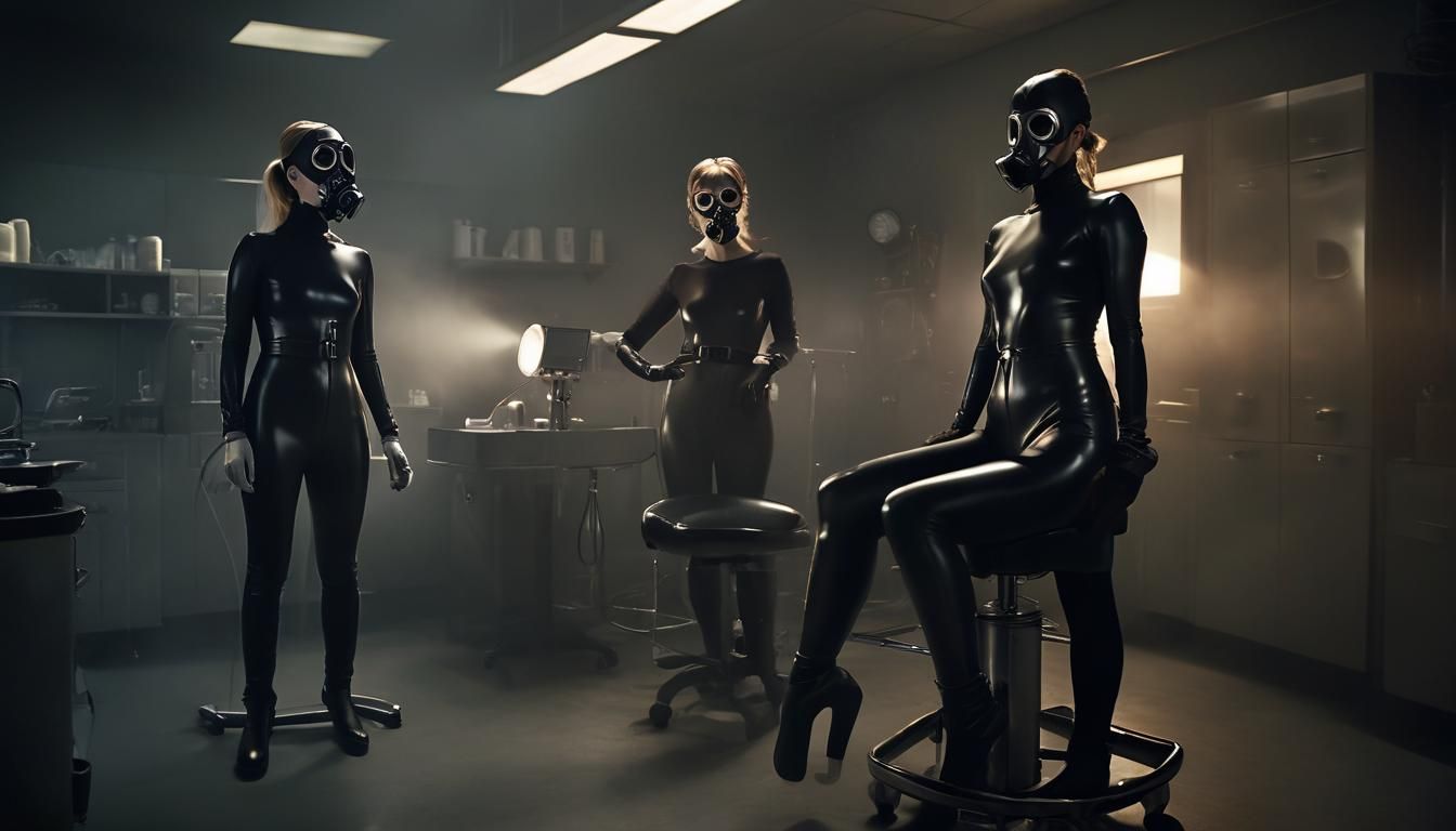 Females in Latex Catsuits in Cinematic Dental Scene