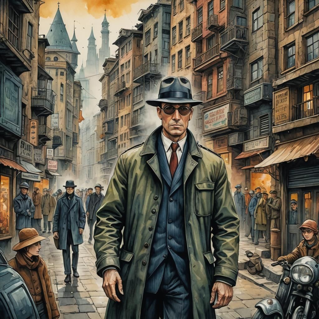 Spy Agent: Dystopian Fantasy in Art Brut Style