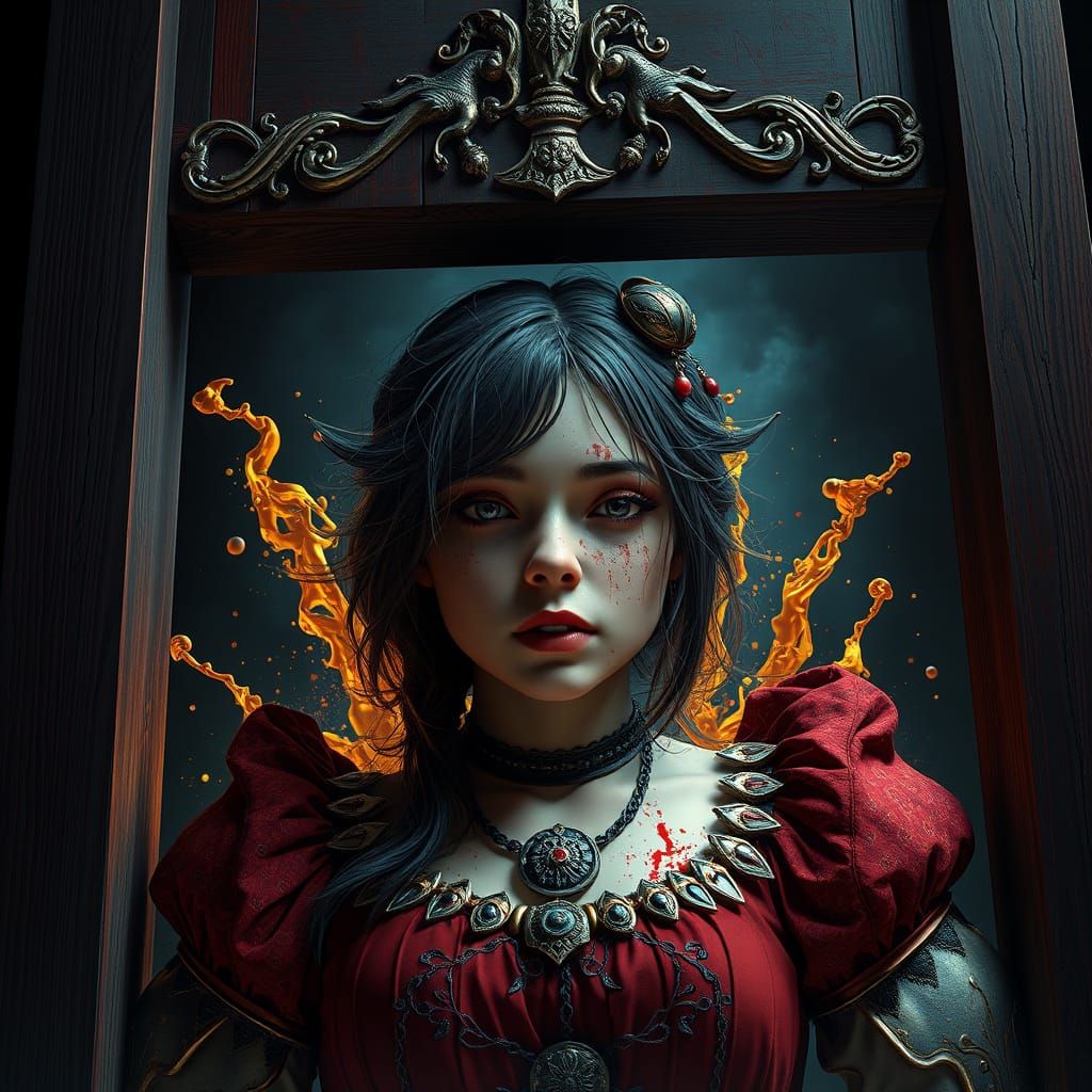 Fantastical Guillotine Scene in Deep Color