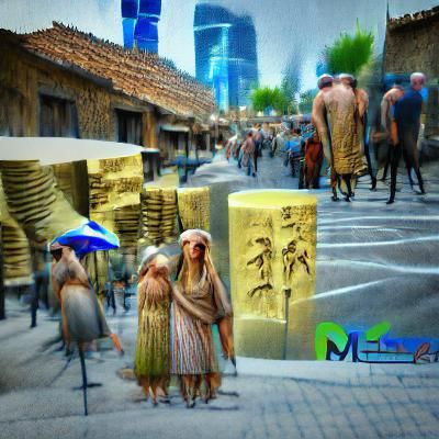 Mesopotamian Street Scene: Daily Life in Ancient City
