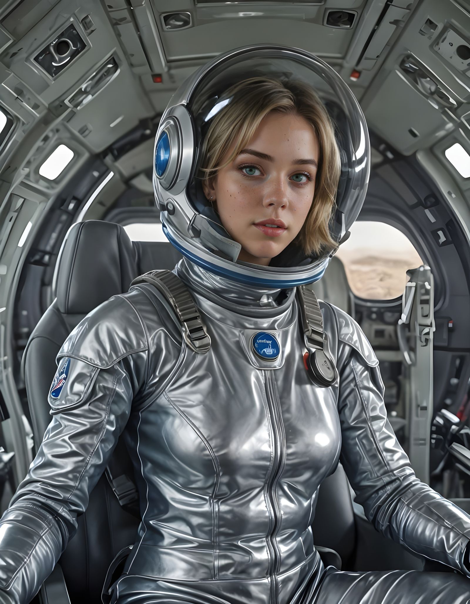 Glamorous Astronaut Erica Ranes Blasts Off in Silver Spacesu...