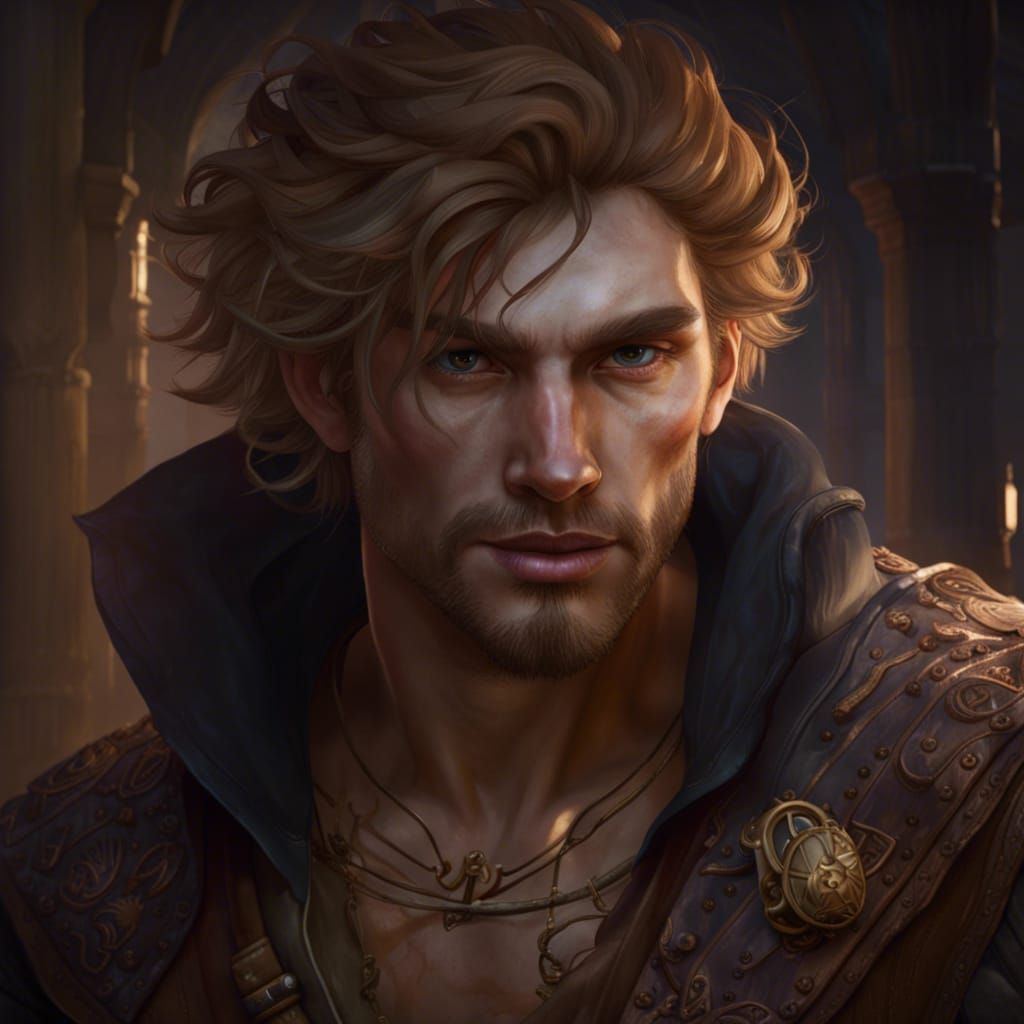 Medieval Thief with Strawberry Blond Hair, Digital Art