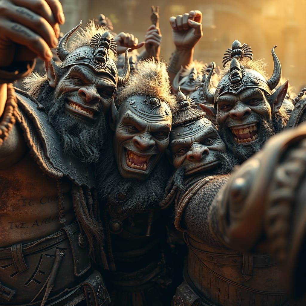 Orc Selfie in Hyperrealistic Digital Art Style