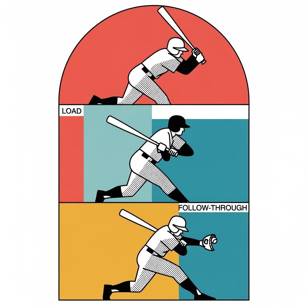 Minimalist Baseball Batter Triptych in Geometric Arch