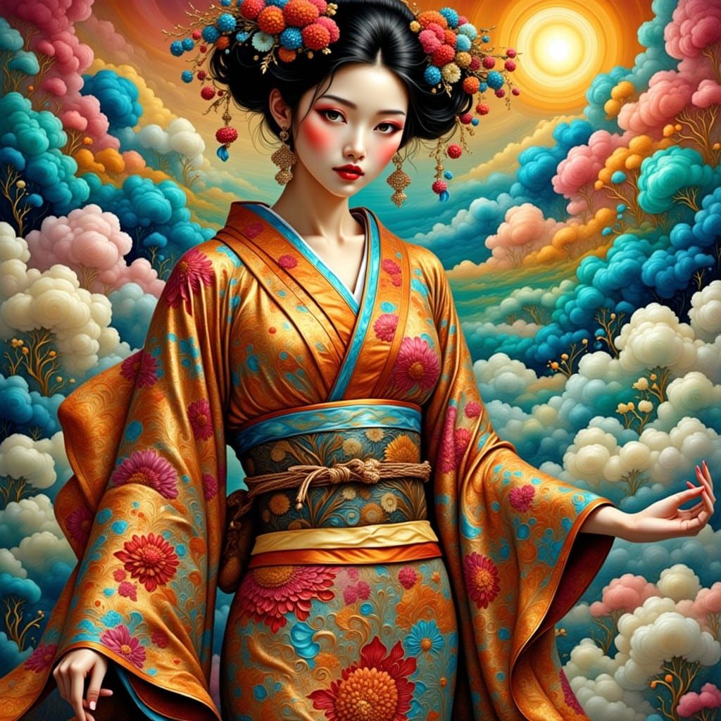 Spectacular Kimono in Kaleidoscopic Harmony
