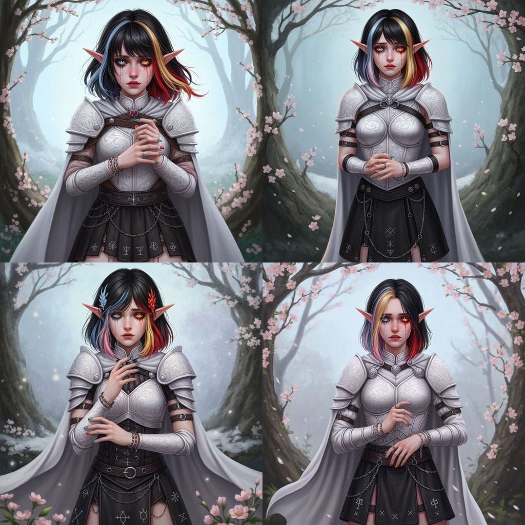 Teenage Elf Warrior Cassandra in Melancholic Winter Forest