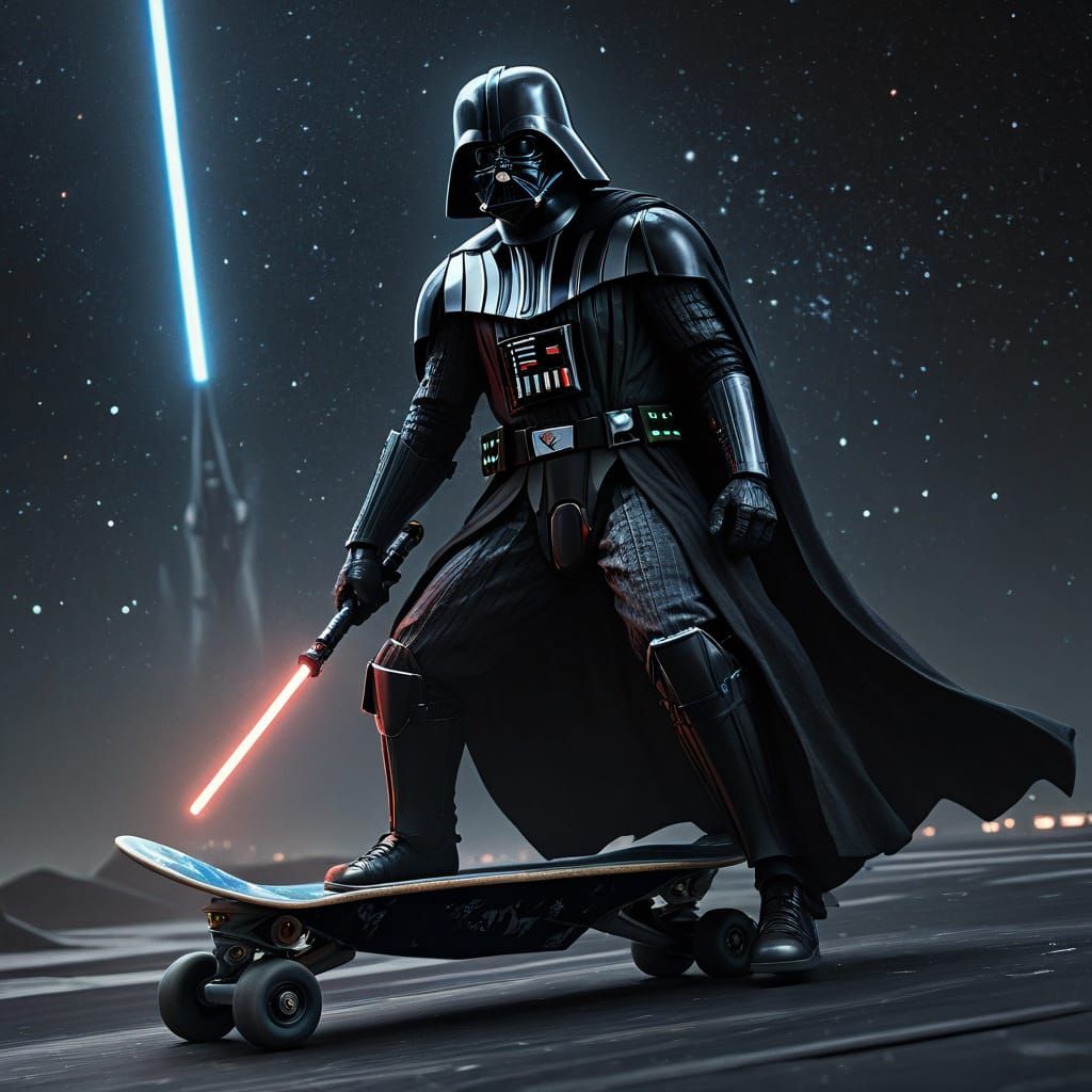 Darth Vader Skateboarding: Dark Fantasy Concept Art