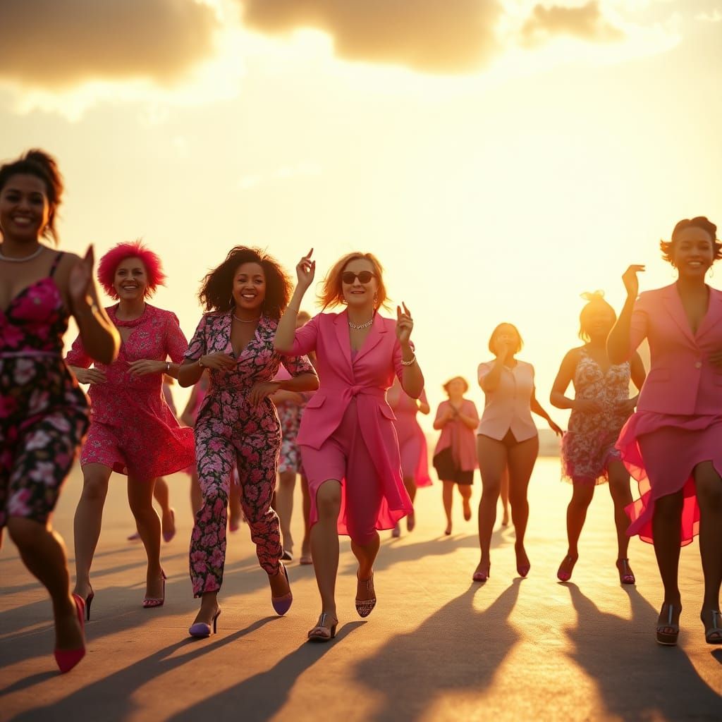Pink Fashion Conga Line: Celebrating Strength