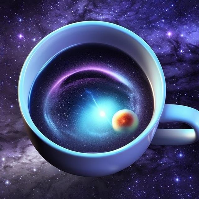 Galaxy in Teacup Digital Illustration