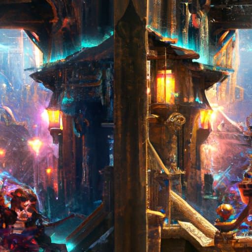 Dark Fantasy Split Art, Hyperdetailed Digital Painting