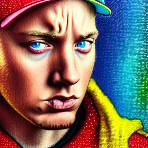 Eminem with M&Ms: Hyperrealistic Pointillist Rendering