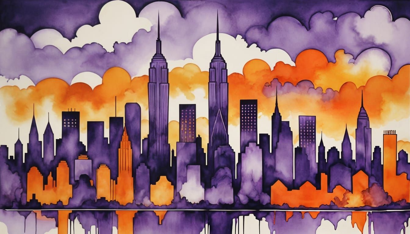 Vintage New York City Skyline in Art Deco Style