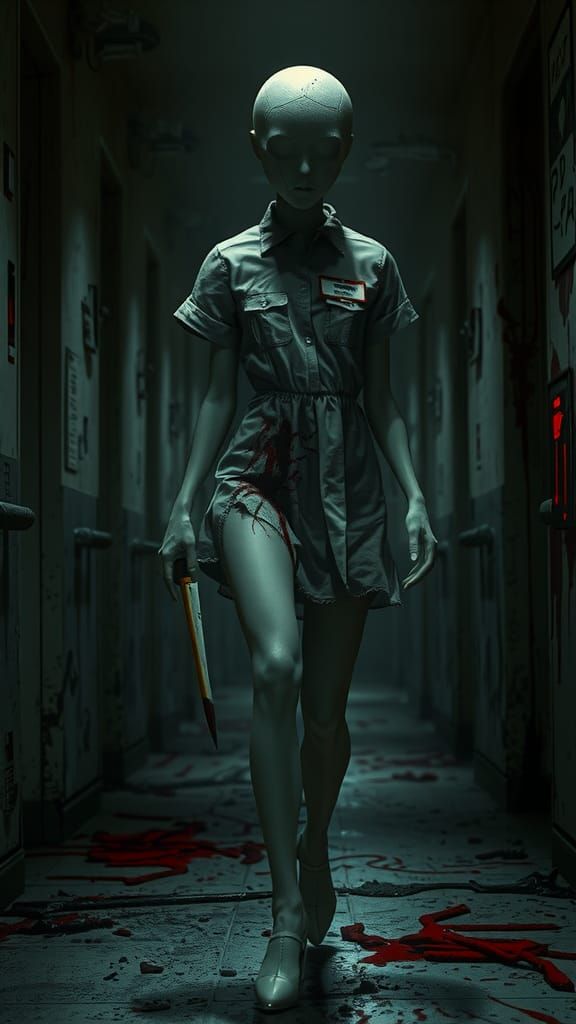 Silent Hill Nurse in Biomechanical Horror Style