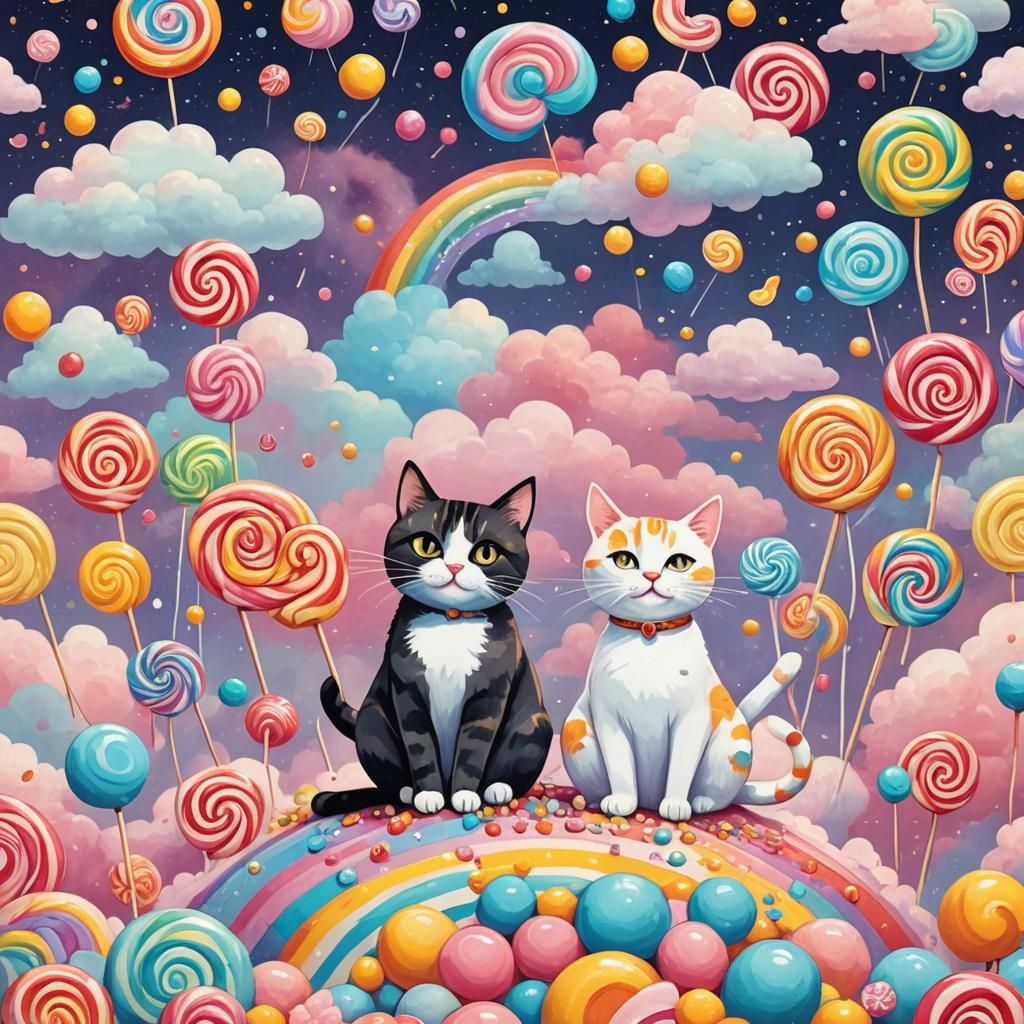 Candy Dreamscape: A Whimsical Illustration of Friendship