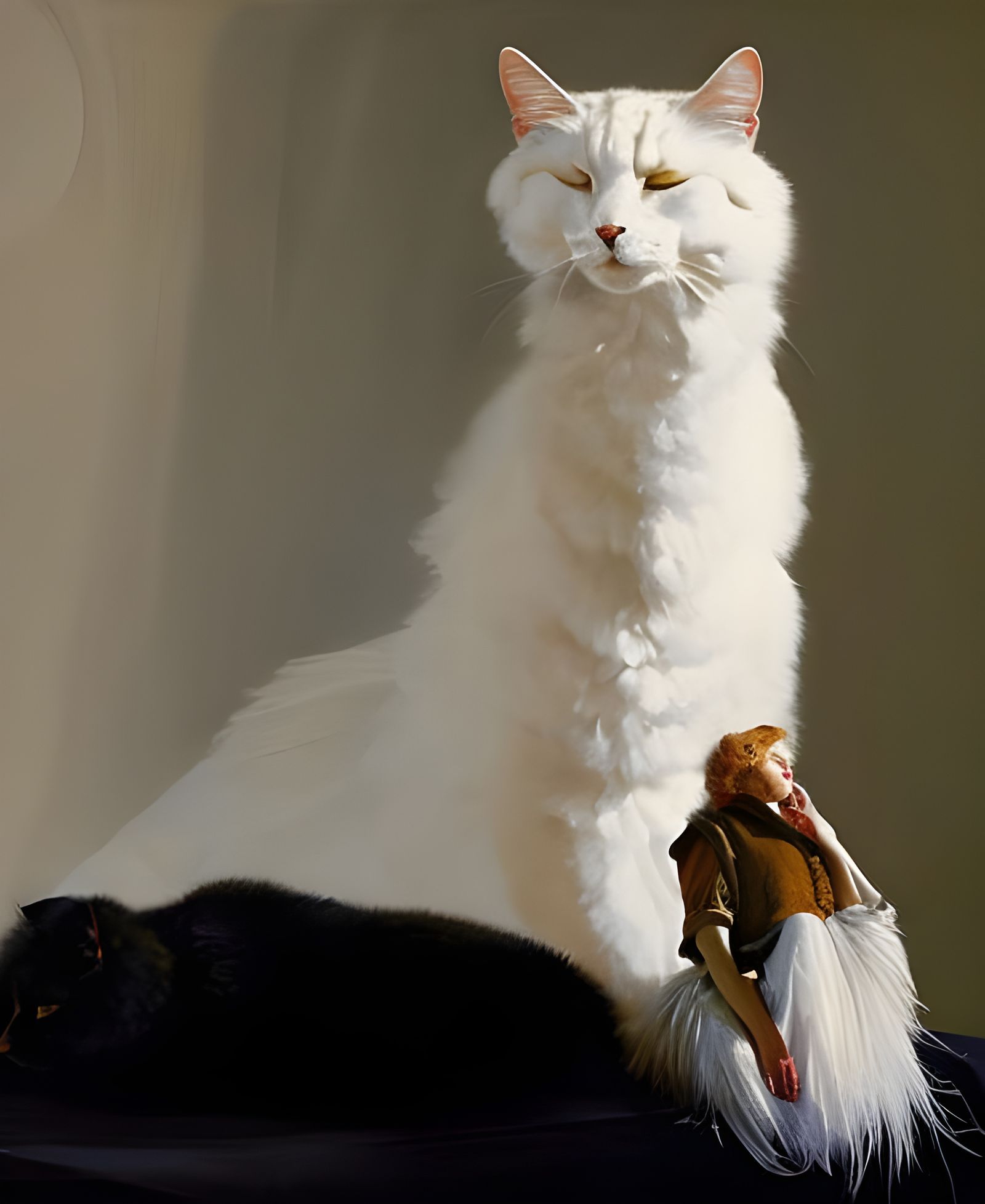 Obstinate Cat Sleeping on Pillow, Hyper-Realistic Painting