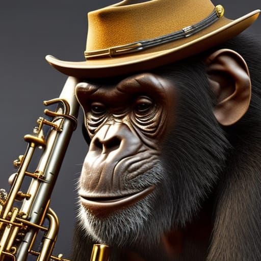 Chimpanzee Jazz Saxophonist in Detailed 3D