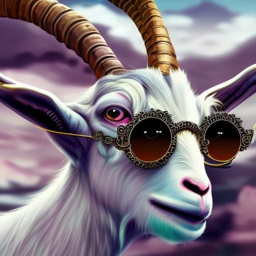 Goat with Sunglasses: Detailed Fantasy Art