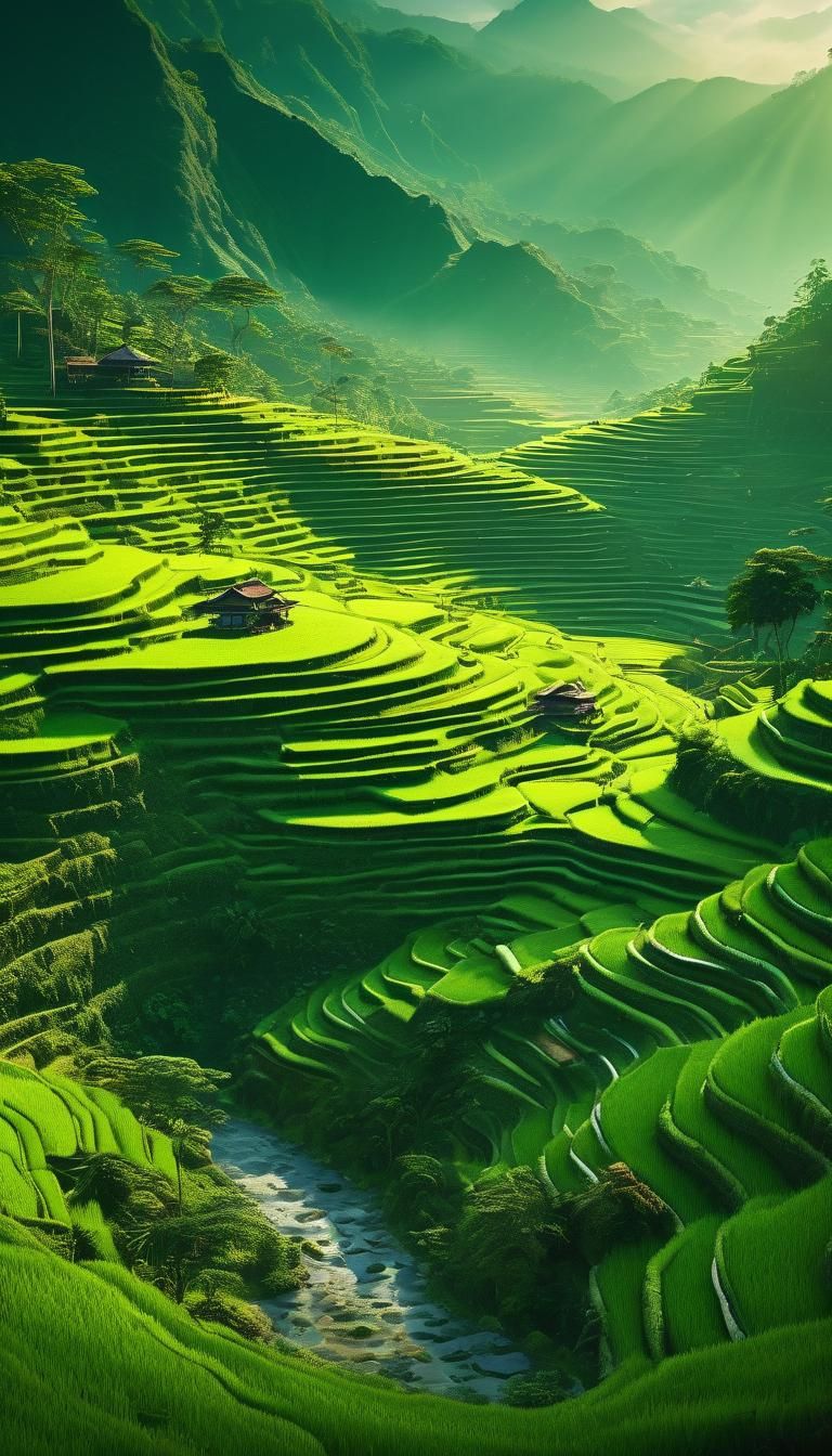Lush Rice Terraces of Sulawesi: Concept Art