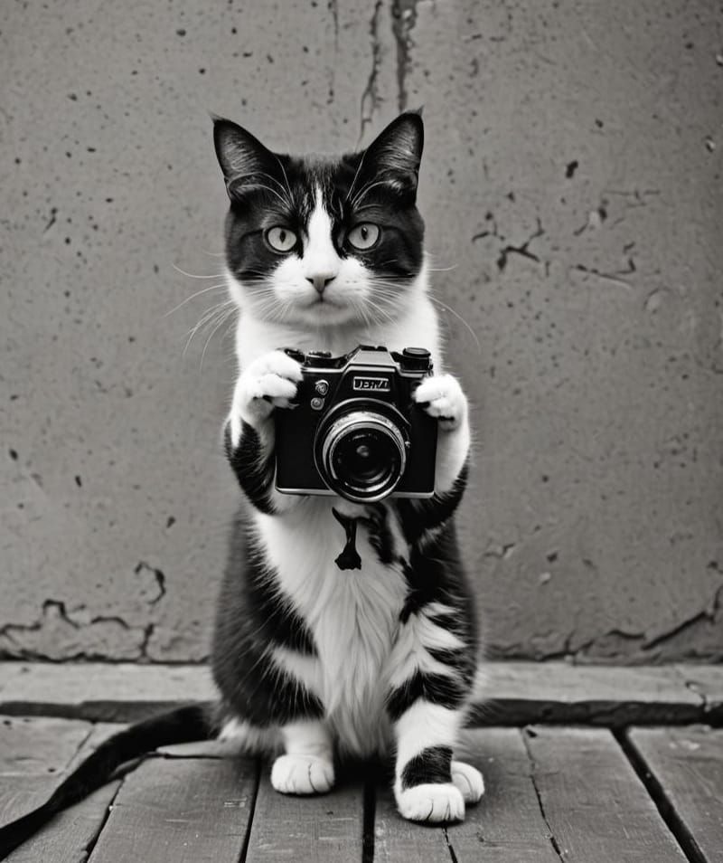 Monochrome Cat Photographer Captures a Moment