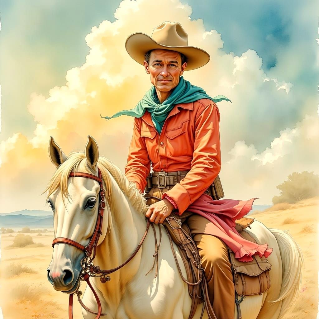 Roy Rogers Rides Tonight: Watercolor Cowboy