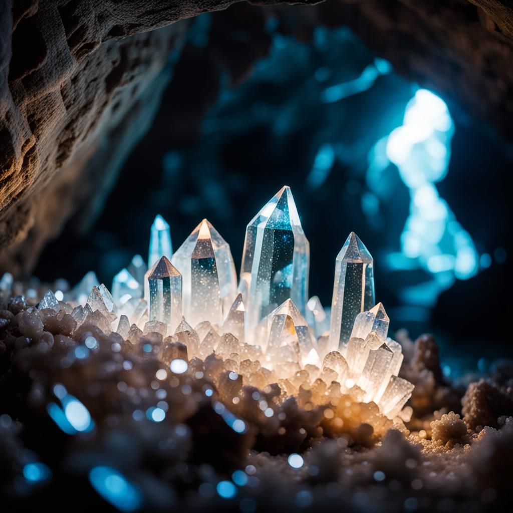 Luminous Crystals in Cave: Professional Photography