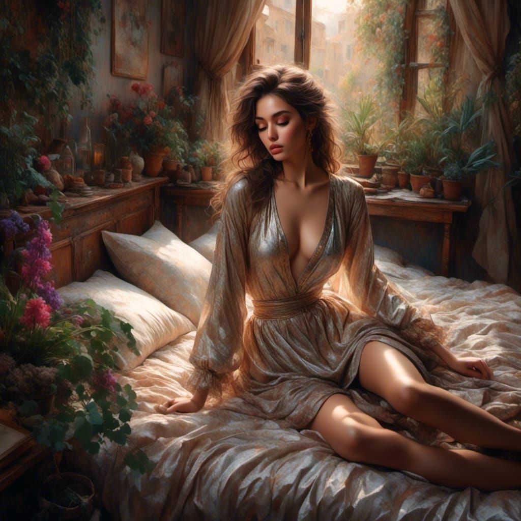 Fantasy Woman in Ambient Light, Digital Painting