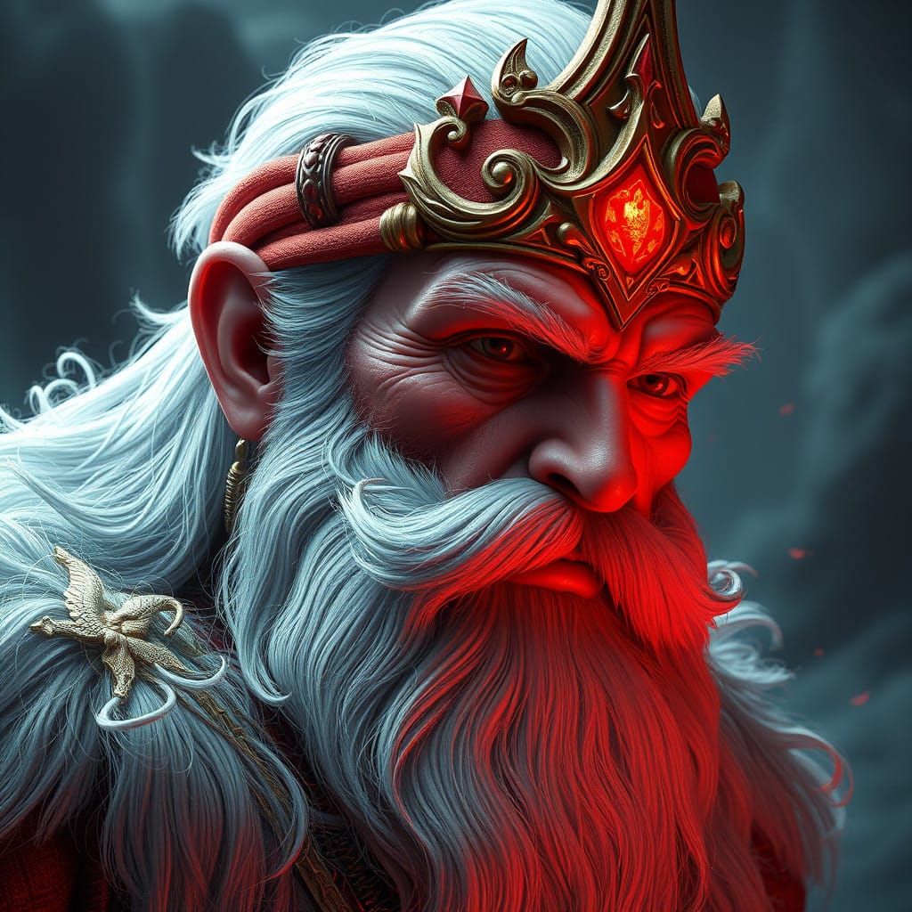 Father Christmas with White Beard and Red Coat in Vibrant Fa...