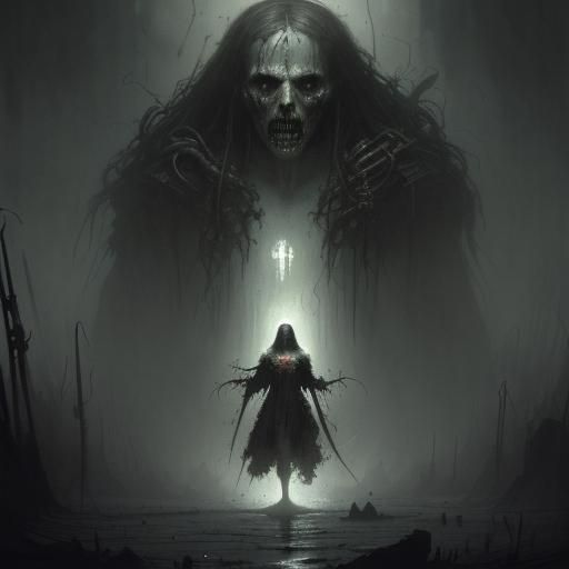 Grim Marid Horror in Doré and Rutkowski Style