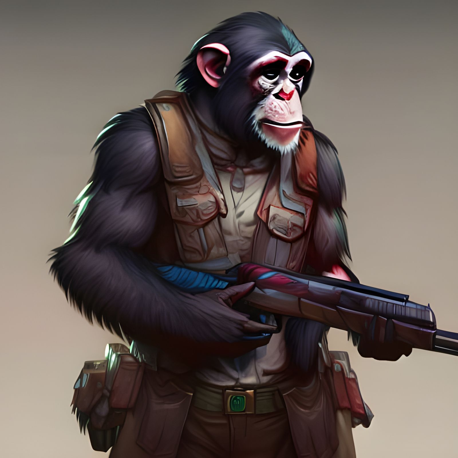 Chimpanzee Sheriff Portrait in Hyperdetailed Style