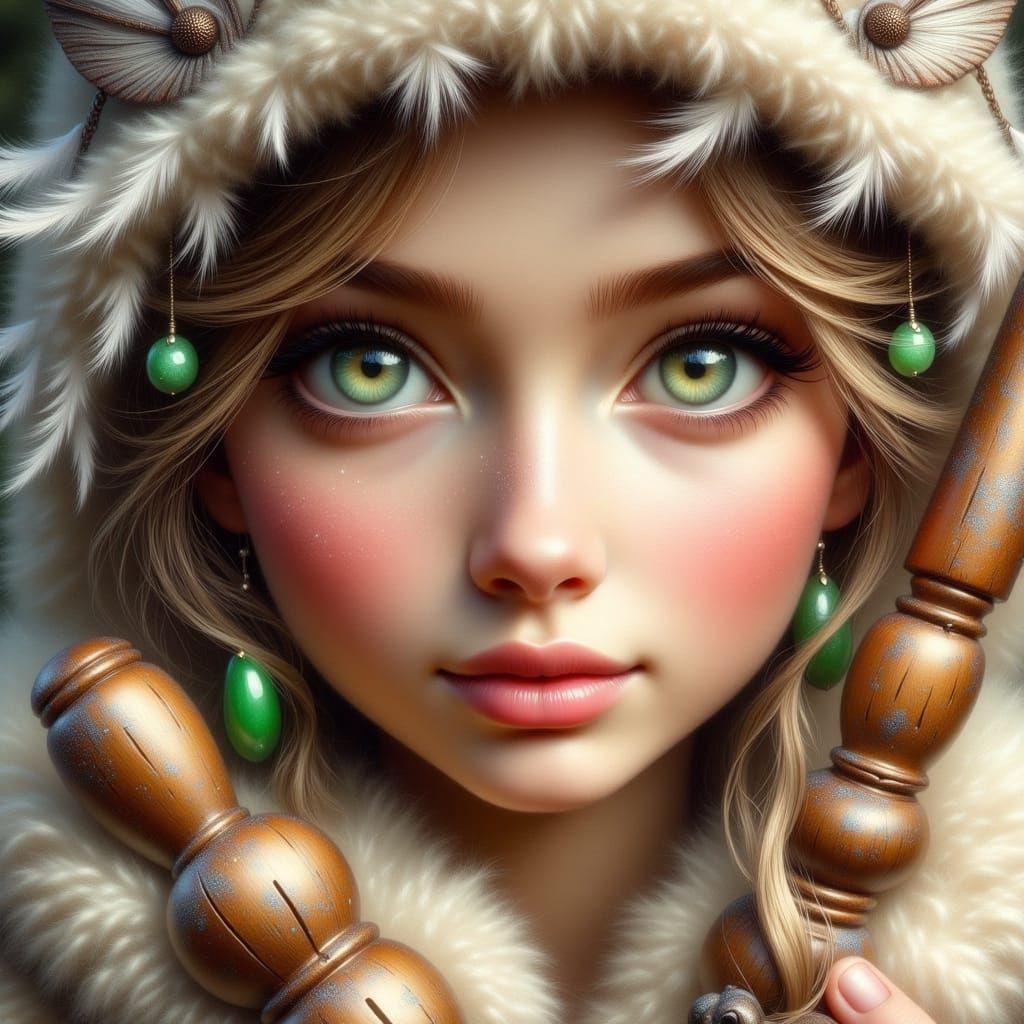 Fantasy Goddess in Felt Hat and Feathers