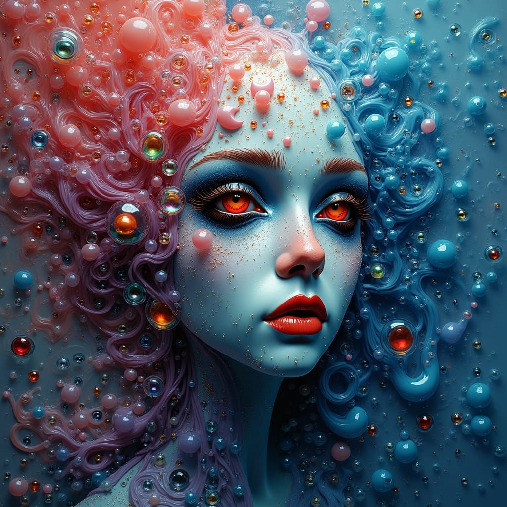 Abstract Goth Angel in Picasso-Burton Style