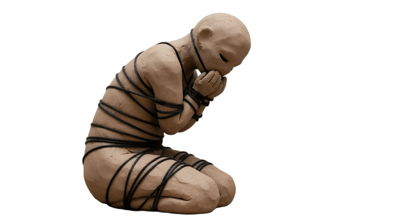 Bound Clay Figure in Outsider Art Style