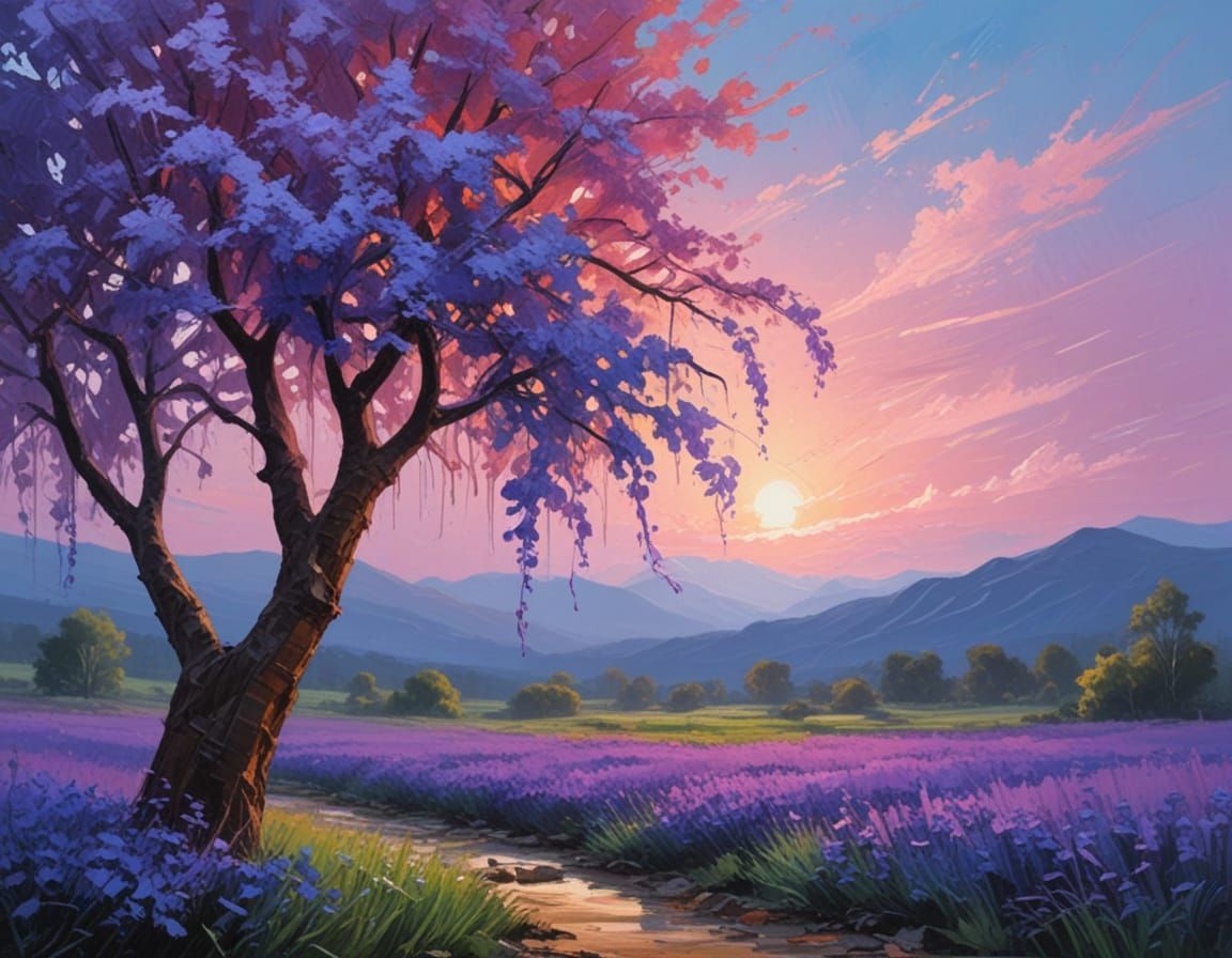 Vibrant Dry Brush Abstract Landscape